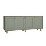 Μπουφές Bohemian Megapap χρώμα πράσινο - φυσικό οξιάς 180x40x75εκ. - Image 3