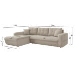 ΚΑΝΑΠΕΣ ΚΡΕΒΑΤΙ ΑΡΙΣΤΕΡΗ ΓΩΝΙΑ KANSO HM3338.03L ΜΠΕΖ ΥΦΑΣΜΑ 244x188x80Υεκ - Image 2