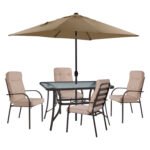 ΣΕΤ ΤΡΑΠΕΖΑΡΙΑΣ ΜΕ ΟΜΠΡΕΛΑ CAMBELL HM11544.02 ΤΡΑΠΕΖΙ ΜΕ 4 ΠΟΛΥΘΡΟΝΕΣ--ΚΑΦΕ - Image 2