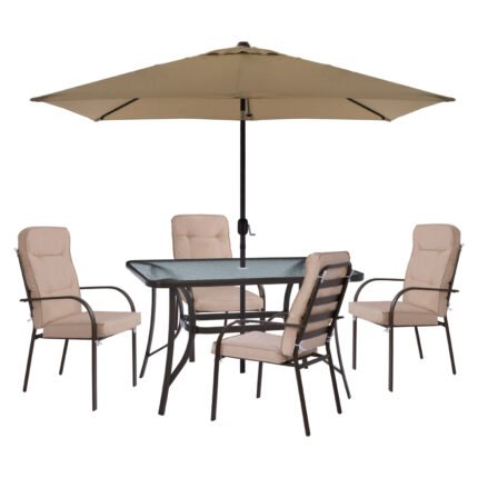 Αγόρασε ΣΕΤ ΤΡΑΠΕΖΑΡΙΑΣ ΜΕ ΟΜΠΡΕΛΑ CAMBELL HM11544.02 ΤΡΑΠΕΖΙ ΜΕ 4 ΠΟΛΥΘΡΟΝΕΣ--ΚΑΦΕ σε μοναδική τιμή στο clickforshop.gr