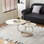 ΤΡΑΠΕΖΙ ΣΑΛΟΝΙΟΥ ΔΙΠΛΟ NUBISA HM18364.02 ΜΕΤΑΛΛΟ ΜΠΕΖ--SINTERED STONE Φ80Χ43.5Υεκ - Image 2