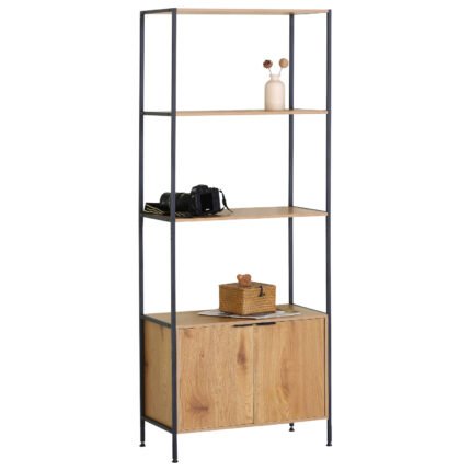 Βρες το Ραφιέρα ArteLibre LIVORNO Με Ντουλάπι Δρυς/Μαύρο Μοριοσανίδα/Μέταλλο 68x35x176cm σε μοναδική τιμή στο clickforshop.gr