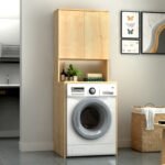Έπιπλο πλυντηρίου Cozen Megapap χρώμα φυσικό οξιάς 65x60x178εκ. - Image 2