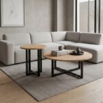 Βρες το Τραπεζάκι σαλονιού σετ 2 τμχ Mesa Megapap χρώμα sapphire oak Ø90x35