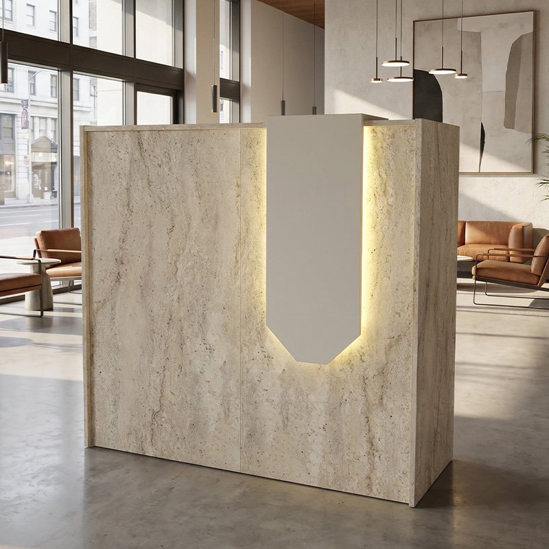 Γραφείο υποδοχής - reception Navita Megapap με LED χρώμα travertine - sandstone 113 Βρες το Γραφείο υποδοχής - reception Navita Megapap με LED χρώμα travertine - sandstone 113