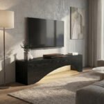 Έπιπλο τηλεόρασης Mara Megapap με LED χρώμα sencron black 150x31,4x40εκ. - Image 3