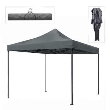 Βρες το Κιόσκι - Gazebo Bari Megapap πτυσσόμενο μεταλλικός σκελετός - αδιάβροχο ύφασμα χρώμα γκρι 3x3x3
