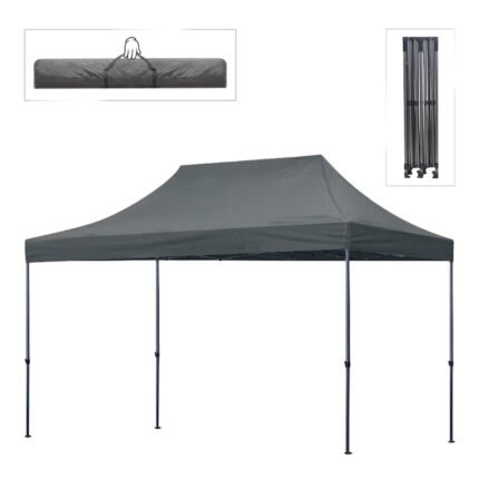 Βρες το Κιόσκι - Gazebo Bari Megapap πτυσσόμενο μεταλλικός σκελετός - αδιάβροχο ύφασμα χρώμα γκρι 3x4