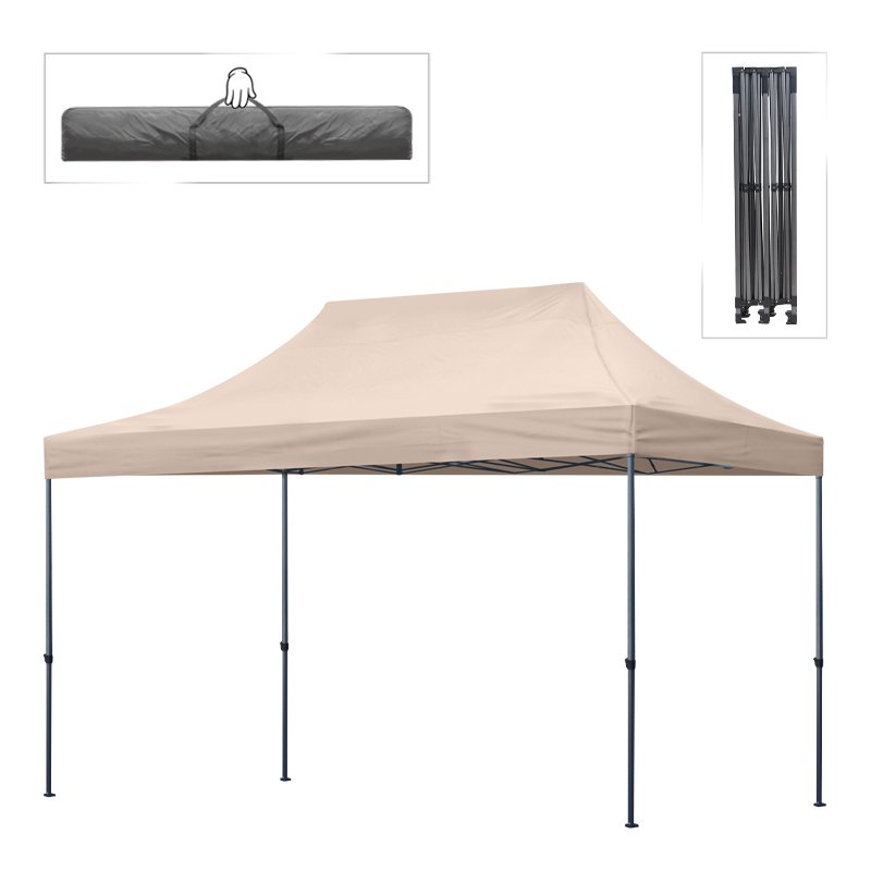 Βρες το Κιόσκι - Gazebo Bari Megapap πτυσσόμενο μεταλλικός σκελετός - αδιάβροχο ύφασμα χρώμα της άμμου 3x4