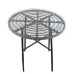 Τραπέζι Κήπου ArteLibre APPIUS Γκρι/Μαύρο Μέταλλο/Rattan/Γυαλί 70x70x74cm - Image 2