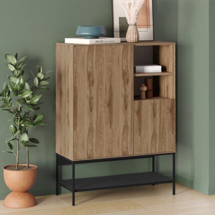 Βρες το Μπουφές Amira Megapap χρώμα καρυδί Ud - black wood 90x40x125εκ. σε μοναδική τιμή στο clickforshop.gr