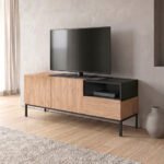 Βρες το Έπιπλο τηλεόρασης Cailin Megapap χρώμα sepet oak - black wood 140x41