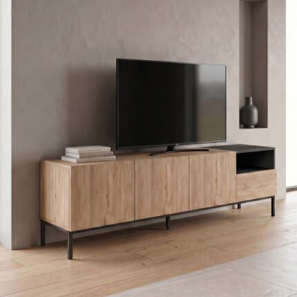 Βρες το Έπιπλο τηλεόρασης Cailin Megapap χρώμα sepet oak - black wood 180x41