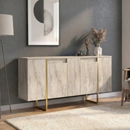 Βρες το Μπουφές Orontes Megapap χρώμα travertine - χρυσό 160x35