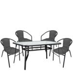 Βρες το Σετ Τραπεζαρία Κήπου ArteLibre SUN Μαύρο/Γκρι Rattan/Γυαλί/Μέταλλο Με 4 Πολυθρόνες 14990540 σε μοναδική τιμή στο clickforshop.gr