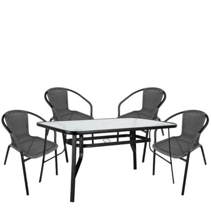 Βρες το Σετ Τραπεζαρία Κήπου ArteLibre SUN Μαύρο/Γκρι Rattan/Γυαλί/Μέταλλο Με 4 Πολυθρόνες 14990540 σε μοναδική τιμή στο clickforshop.gr