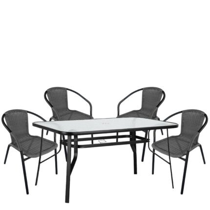 Βρες το Σετ Τραπεζαρία Κήπου ArteLibre SUN Μαύρο/Γκρι Rattan/Γυαλί/Μέταλλο Με 4 Πολυθρόνες 14990541 σε μοναδική τιμή στο clickforshop.gr