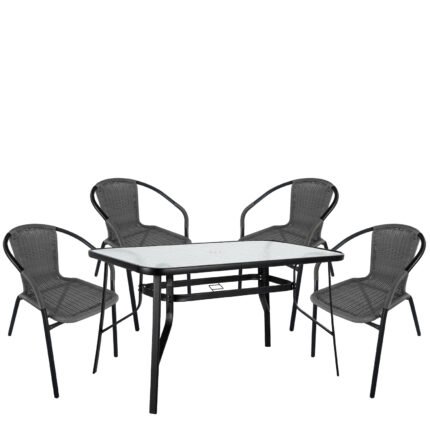 Βρες το Σετ Τραπεζαρία Κήπου ArteLibre SUN Μαύρο/Γκρι Rattan/Γυαλί/Μέταλλο Με 4 Πολυθρόνες 14990539 σε μοναδική τιμή στο clickforshop.gr