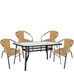 Βρες το Σετ Τραπεζαρία Κήπου ArteLibre SUN Μαύρο/Μπεζ Rattan/Γυαλί/Μέταλλο Με 4 Πολυθρόνες 14990536 σε μοναδική τιμή στο clickforshop.gr