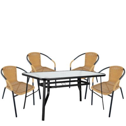 Βρες το Σετ Τραπεζαρία Κήπου ArteLibre SUN Μαύρο/Μπεζ Rattan/Γυαλί/Μέταλλο Με 4 Πολυθρόνες 14990536 σε μοναδική τιμή στο clickforshop.gr