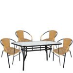 Βρες το Σετ Τραπεζαρία Κήπου ArteLibre SUN Μαύρο/Μπεζ Rattan/Γυαλί/Μέταλλο Με 4 Πολυθρόνες 14990537 σε μοναδική τιμή στο clickforshop.gr