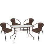 Βρες το Σετ Τραπεζαρία Κήπου ArteLibre VULCAN Καφέ Rattan/Γυαλί/Μέταλλο Με 4 Πολυθρόνες 14990534 σε μοναδική τιμή στο clickforshop.gr