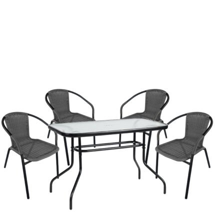 Βρες το Σετ Τραπεζαρία Κήπου ArteLibre VULCAN Μαύρο/Γκρι Rattan/Γυαλί/Μέταλλο Με 4 Πολυθρόνες 14990542 σε μοναδική τιμή στο clickforshop.gr