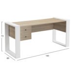 ΓΡΑΦΕΙΟ ΜΕ 2 ΣΥΡΤΑΡΙΑ TONTEL HM2157.01 ΜΕΛΑΜΙΝΗ SONAMA--ΛΕΥΚΑ ΠΟΔΙΑ 160x60x73Υεκ - Image 2