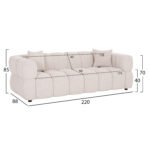 ΚΑΝΑΠΕΣ 3-ΘΕΣΙΟΣ NORIKA HM3331.02 ΕΚΡΟΥ ΥΦΑΣΜΑ 220x88x85Υεκ. - Image 2