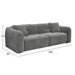 ΚΑΝΑΠΕΣ 3-ΘΕΣΙΟΣ JUNOA HM3333.01 ΓΚΡΙ ΥΦΑΣΜΑ 228x89x74Υεκ - Image 2
