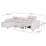 ΚΑΝΑΠΕΣ ΑΡΙΣΤΕΡΗ ΓΩΝΙΑ 3Θ ΜΕ RECLINE VALENTE HM3317.02L ΜΠΕΖ ΥΦΑΣΜΑ 275x160x104Yεκ - Image 2
