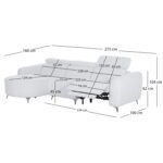 ΚΑΝΑΠΕΣ ΑΡΙΣΤΕΡΗ ΓΩΝΙΑ 3Θ ΜΕ RECLINE VALENTE HM3317.01L ΑΝΟΙΧΤΟ ΓΚΡΙ ΥΦΑΣΜΑ 275x160x104Yεκ - Image 2