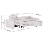 ΚΑΝΑΠΕΣ ΔΕΞΙΑ ΓΩΝΙΑ 3Θ ΜΕ RECLINE VALENTE HM3317.02R ΜΠΕΖ ΥΦΑΣΜΑ 275x160x104Yεκ - Image 2