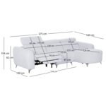 ΚΑΝΑΠΕΣ ΔΕΞΙΑ ΓΩΝΙΑ 3Θ ΜΕ RECLINE VALENTE HM3317.01R ΑΝΟΙΧΤΟ ΓΚΡΙ ΥΦΑΣΜΑ 275x160x104Yεκ - Image 2