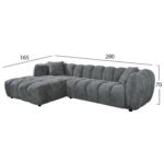 ΚΑΝΑΠΕΣ ΓΩΝΙΑ (ΑΡΙΣΤΕΡΗ) LYKKE HM3326.01L ΓΚΡΙ ΥΦΑΣΜΑ 280x89-165(η γωνία)x70Υ εκ. - Image 2