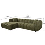 ΚΑΝΑΠΕΣ ΓΩΝΙΑ (ΑΡΙΣΤΕΡΗ) LYKKE HM3326.03L ΠΡΑΣΙΝΟ ΥΦΑΣΜΑ 280x83-160(η γωνία)x80Υεκ - Image 2