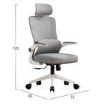 ΚΑΡΕΚΛΑ ΓΡΑΦΕΙΟΥ KESI HM1222.02 ΑΝΟΙΧΤΟ ΓΚΡΙ MESH--ΛΕΥΚΟ PP 52x50x122Υεκ. - Image 3