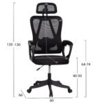 ΚΑΡΕΚΛΑ ΓΡΑΦΕΙΟΥ FRANTIC HM1224.01 ΜΑΥΡO MESH & ΠΟΛΥΠΡΟΠΥΛΕΝΙΟ 60x66x130Υεκ - Image 2