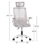 ΚΑΡΕΚΛΑ ΓΡΑΦΕΙΟΥ MATRON HM1226.02 ΛΕΥΚΟ PP--ΑΝΟΙΧΤΟ ΓΚΡΙ MESH 59x55x115Υεκ - Image 2