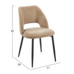 ΚΑΡΕΚΛΑ ΤΡΑΠΕΖΑΡΙΑΣ LAMETT HM18447.03 TAUPE ΥΦΑΣΜΑ-ΜΕΤΑΛ.ΜΑΥΡΑ ΠΟΔΙΑ 51x58x82Υεκ - Image 2