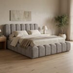 ΚΡΕΒΑΤΙ ΔΙΠΛΟ MARIUS HM759.01 ΓΚΡΙ CHENILLE ΥΦΑΣΜΑ-- ΓΙΑ ΣΤΡΩΜΑ 160x200εκ - Image 2