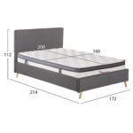 ΚΡΕΒΑΤΙ ΔΙΠΛΟ ΜΕ ΣΤΡΩΜΑ INDRA HM10810.01 ΓΚΡΙ ΥΦΑΣΜΑ--ΓΙΑ ΣΤΡΩΜΑ 160x200εκ - Image 3