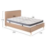 ΚΡΕΒΑΤΙ ΔΙΠΛΟ ΜΕ ΣΤΡΩΜΑ INDRA HM10810.02 ΜΠΕΖ ΥΦΑΣΜΑ--ΓΙΑ ΣΤΡΩΜΑ 160x200εκ - Image 3
