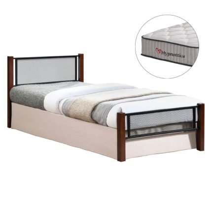 Αγόρασε ΚΡΕΒΑΤΙ ΜΕ ΣΤΡΩΜΑ RAYVEN HM10754.02 ΜΕΤΑΛΛΟ & RUBBERWOOD ΣΕ DIRTY OAK--ΣΤΡΩΜΑ 90Χ190 σε μοναδική τιμή στο clickforshop.gr