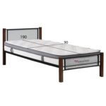 ΚΡΕΒΑΤΙ ΜΕ ΣΤΡΩΜΑ RAYVEN HM10801 ΜΕΤΑΛΛΟ & RUBBERWOOD ΣΕ DIRTY OAK--ΣΤΡΩΜΑ 90Χ190εκ - Image 2
