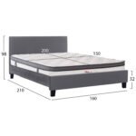 ΚΡΕΒΑΤΙ ΜΕ ΣΤΡΩΜΑ BECCA HM10803.11 ΓΚΡΙ ΥΦΑΣΜΑ--ΓΙΑ 150x200εκ - Image 3