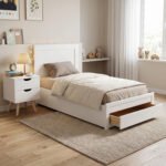 ΚΡΕΒΑΤΙ ΜΕ ΣΥΡΤΑΡΙ & ΣΤΡΩΜΑ MELANY HM10745.04 ΜΕΛΑΜΙΝΗ ΣΕ ΛΕΥΚΟ--ΓΙΑ 90x190εκ - Image 2