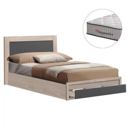 Αγόρασε ΚΡΕΒΑΤΙ ΜΕ ΣΥΡΤΑΡΙ & ΣΤΡΩΜΑ MELANY HM10756.04 ΜΕΛΑΜΙΝΗ SONAMA/ΓΚΡΙ--ΓΙΑ 90x190εκ σε μοναδική τιμή στο clickforshop.gr