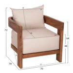 LOUNGE ΣΕΤ KIOTO HM10960 ΤΡΑΠΕΖΑΚΙ & 2 ΠΟΛΥΘΡΟΝΕΣ--ΞΥΛΟ TEAK--ΜΠΕΖ ΜΑΞΙΛΑΡΙΑ - Image 3