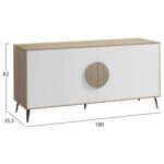ΜΠΟΥΦΕΣ SAVORE HM18368.11 ΜΕΛΑΜΙΝΗ SONAMA/ΛΕΥΚΟ--ΜΑΥΡΑ ΜΕΤΑΛ.ΠΟΔΙΑ 180x35.5x82Υεκ. - Image 2